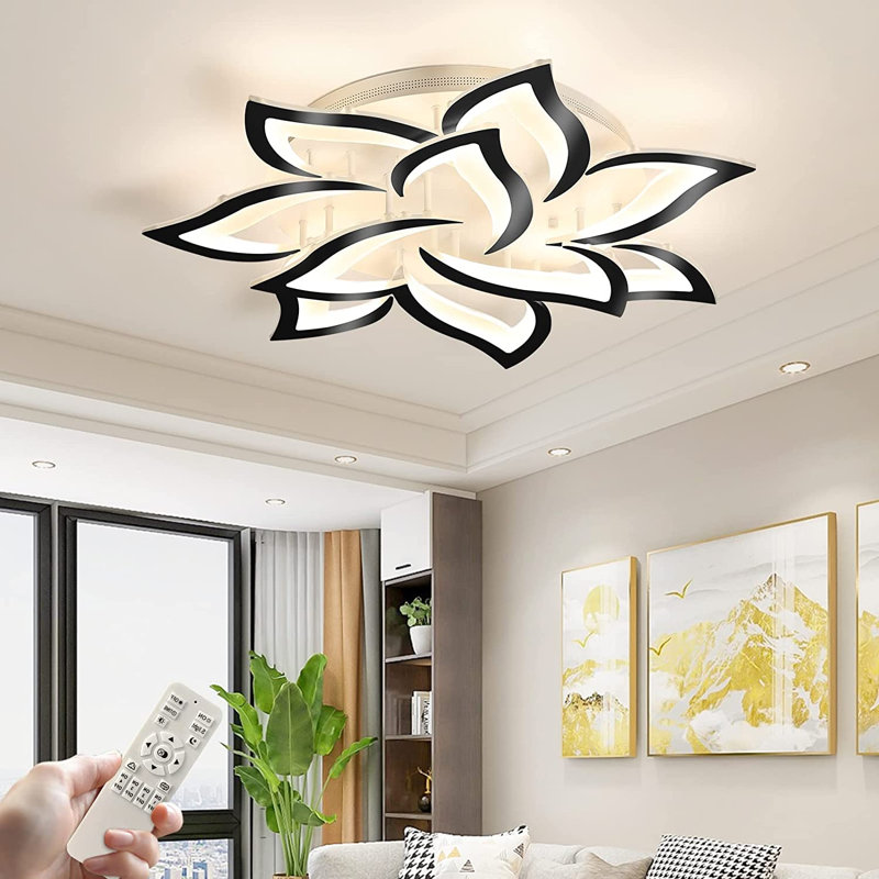 Plafonnier encastré en acrylique 10 lumières Izzabella l 33,4 po , Noir