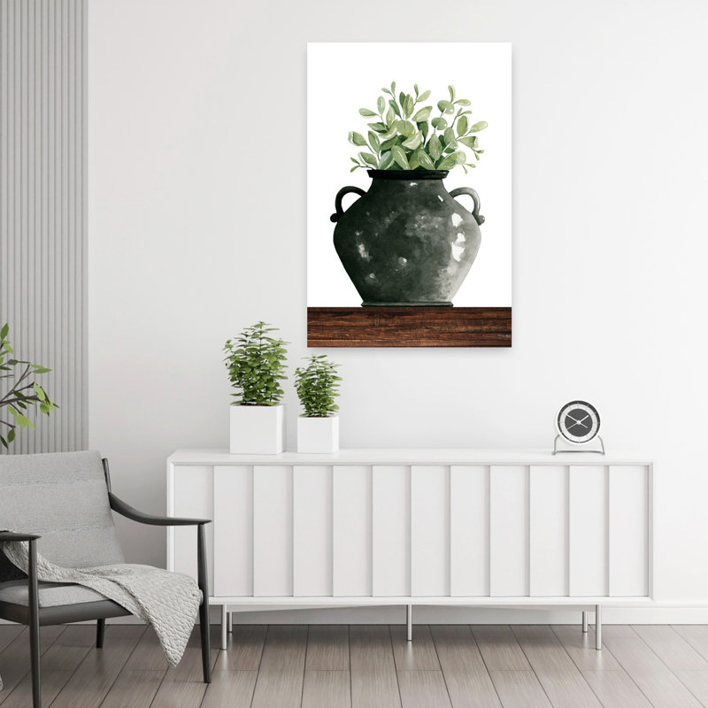 Art contemporain abstrait pot noir, H 36 po x l 24 po