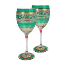Elegant Farmhouse Wine Glass with Gold Accents, 2 Assorted