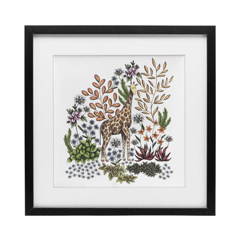 «Jungle Wildlife Giraffe», reproduction encadrée sous verre, conception de Cecilia Battaini, H 16 po x l 16 po