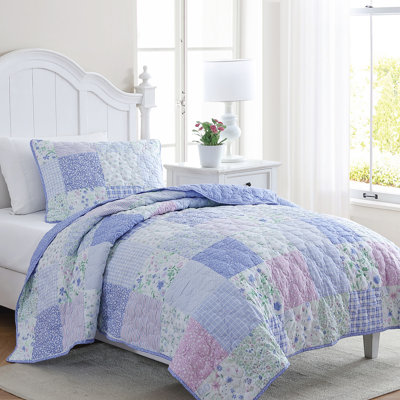Laura Ashley Kids Parker Patchwork Cozy Purple Quilt Set