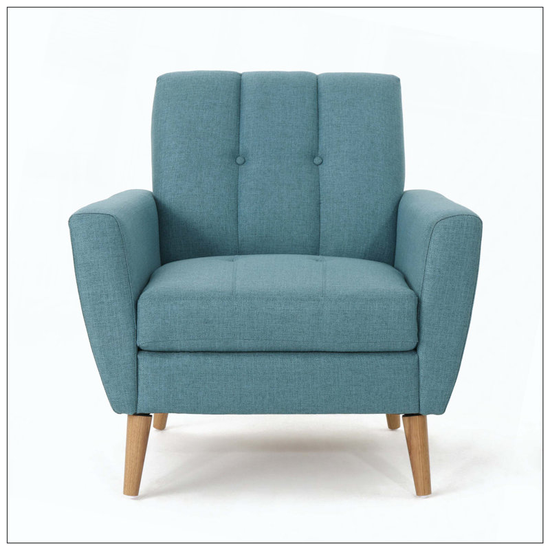 Fauteuil club en tissu Mid Stitch, Bleu