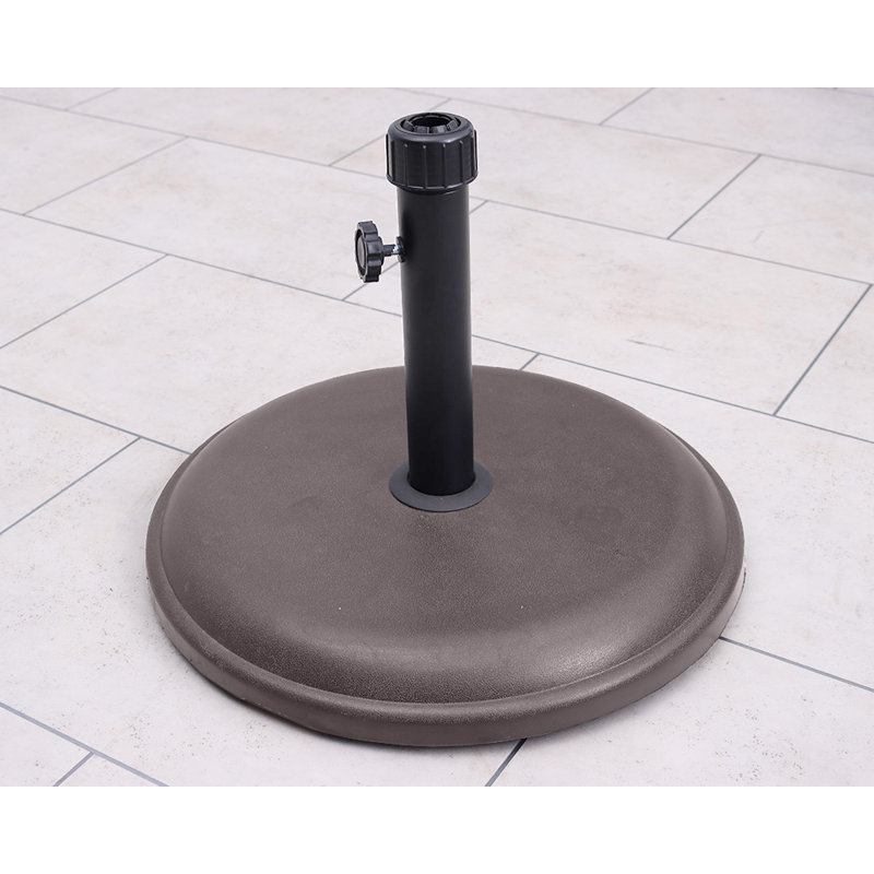 16kg Round Parasol Base Polycrete (32 - 42mm Pole 45cm Ø x 5cm), Brown/Black