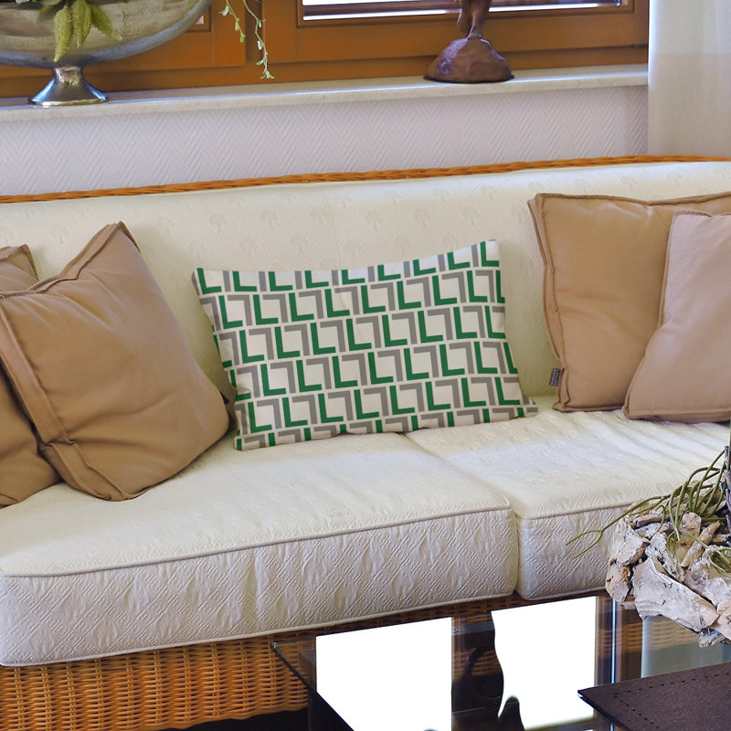 Housse de coussin rectangulaire Philadelphia Football Luxury, Blanc / vert / argent, Polyester sergé