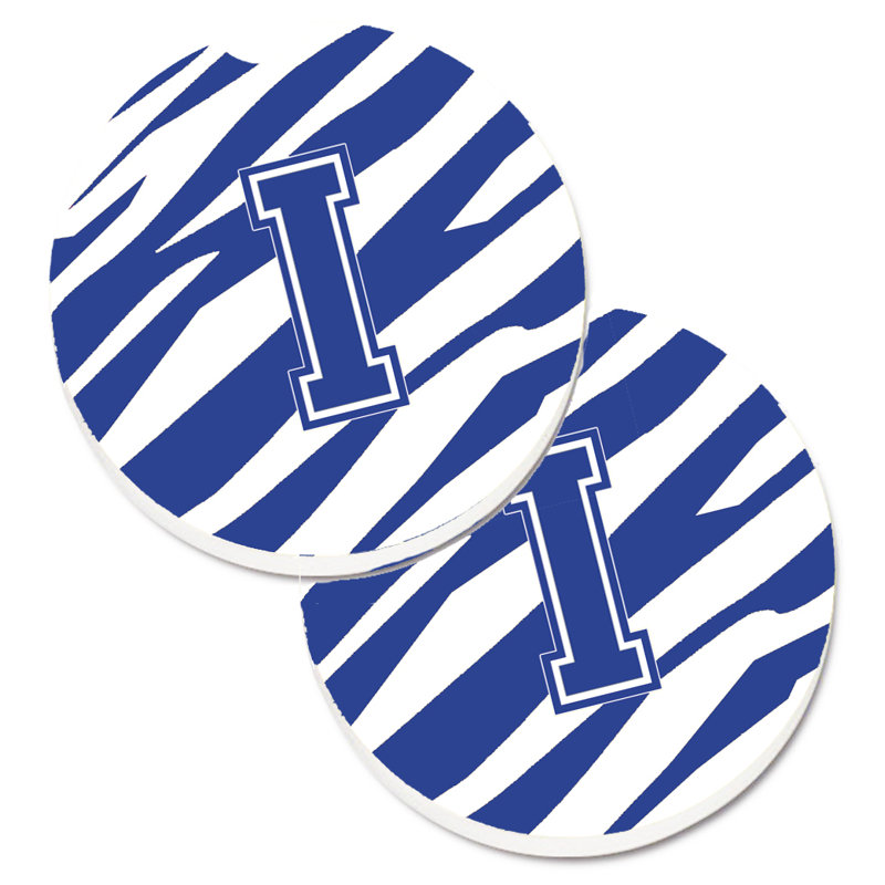 Sous-verre à cogramme initial de q tiger, I, Bleu / Blanc
