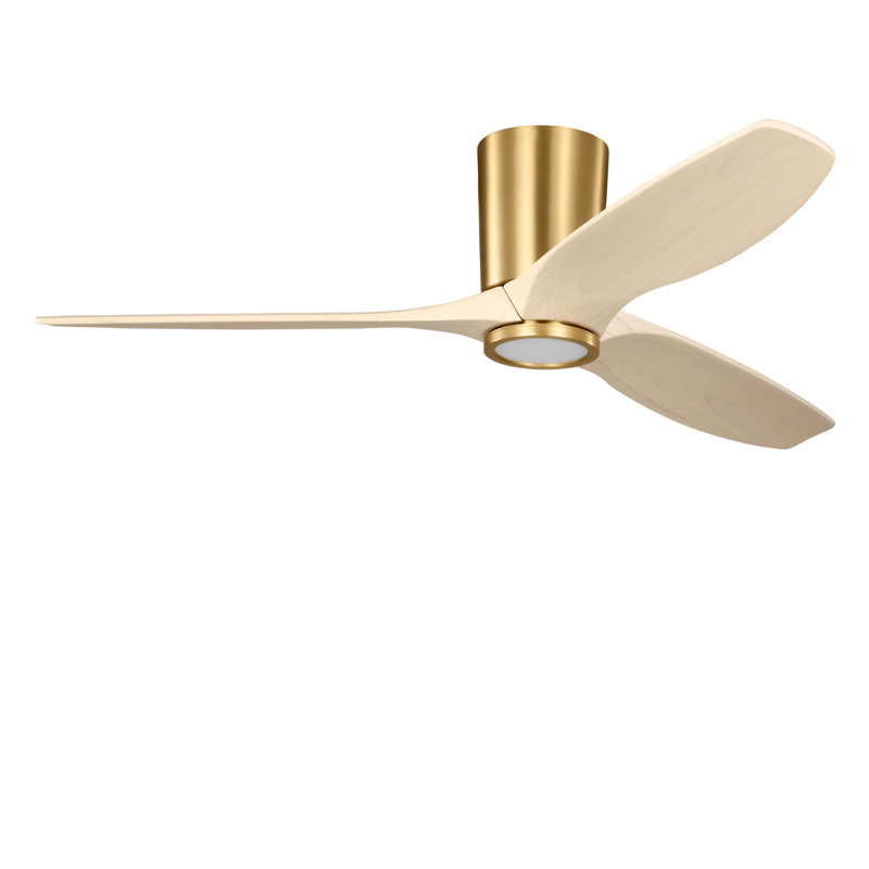 Ventilateur de plafond à DEL Seyra Smart Hugger, Chêne blanc délavé, 52 po de largeur, Bronze brillant