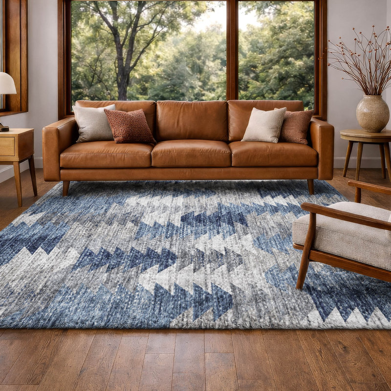 Tapis à poil long de qualité supérieure lavable à la machine ADS632, Blue, 10' x 14'