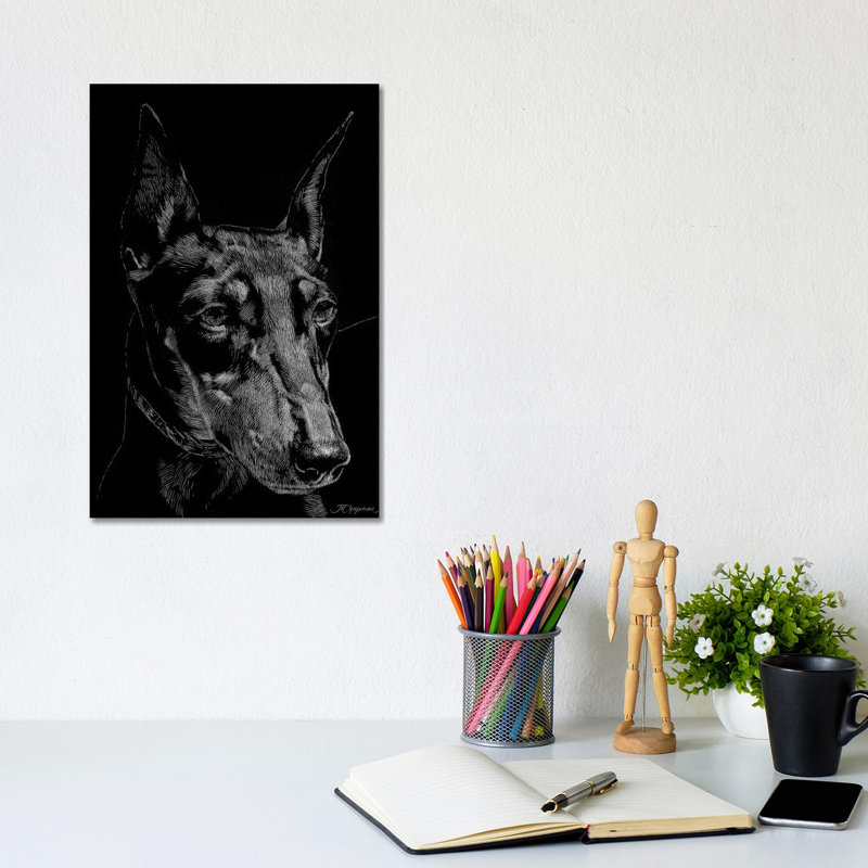 Canine Scratchboard XIII by Julie T. Chapman - Wrapped Canvas Print, 20.32 cm H x 30.48 cm W