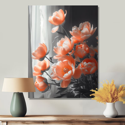 Peach Grey Glamorous Glow Peonies - Peonies Wall Decor