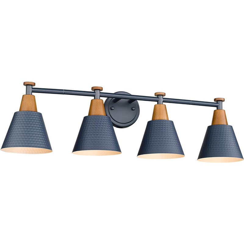 Luminaire de salle de bain 4 lumières sur miroir, Bleu marine