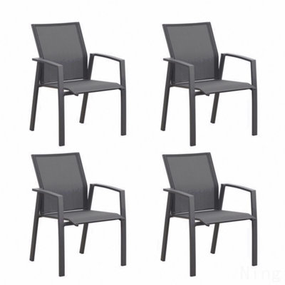 Ensemble de 4 chaises de patio en aluminium de 22,44 pouces de largeur, entièrement assemblées et empilables