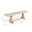Anna Dining Bench, 60 Inch, Double Pedestal, Wheat Brown Solid Wood