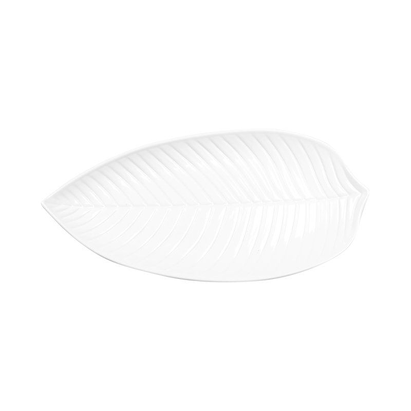 Plateau en mélamine Tropicana Leaf, Blanc, H 1 po x l 10,25 po x P 5 po