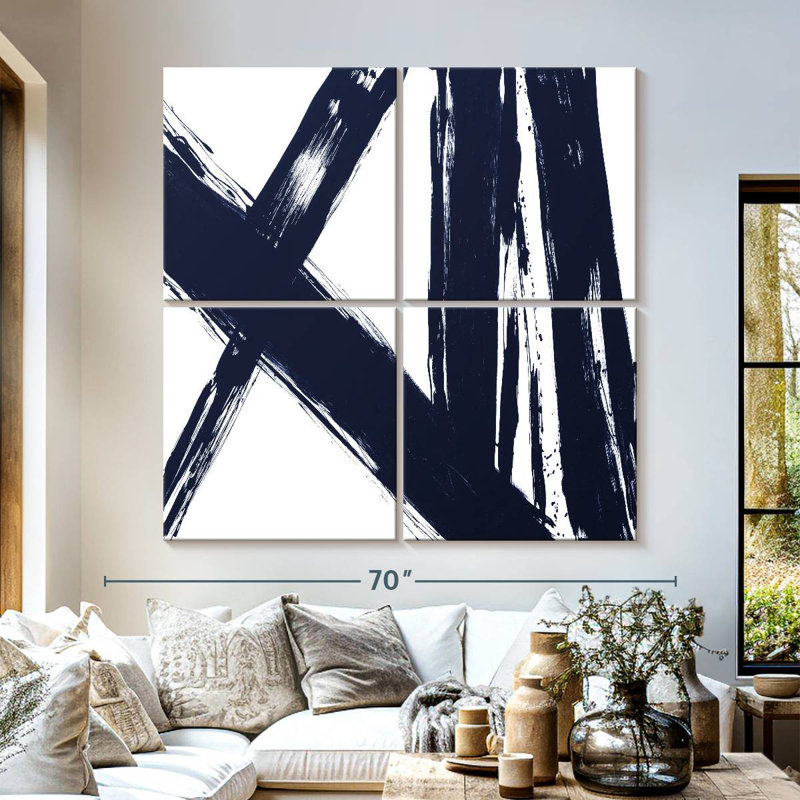Avery Strokes en bleu marine II, H 57 po x l 57 po