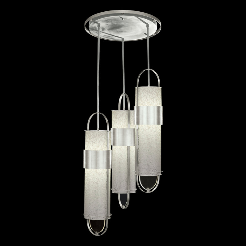Luminaire suspendu rond Bond 23,5, Argent, Blanc