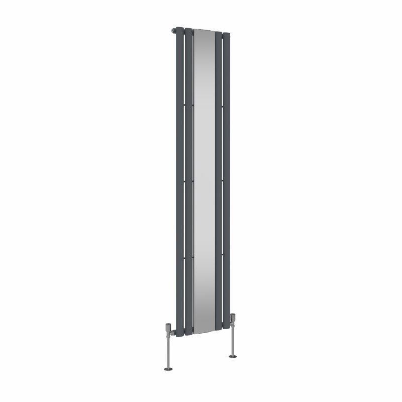 Katelin Vertical Oval Panel Radiators, Anthracite, 1800cm H x 380cm W x 61cm D