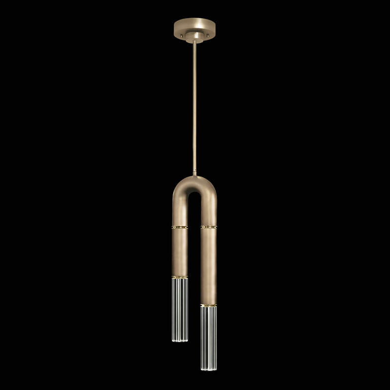 Luminaire suspendu rond 7 po Antonia, Feuille d'or / laiton