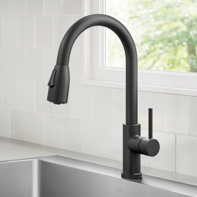 KRAUS Coda 2-Function Single Handle Pull Down Kitchen Faucet In Spot-Free, Matte Black