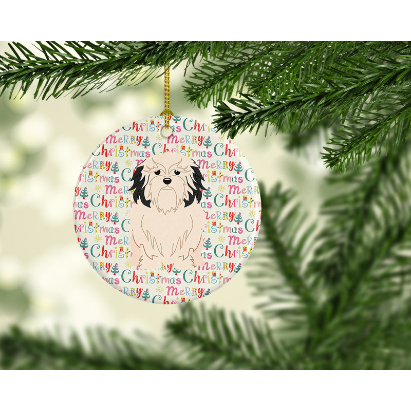 Ornement suspendu Merry Christmas Lowchen