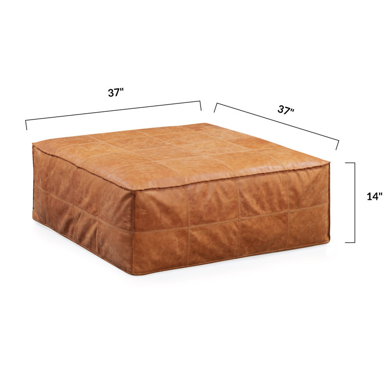 Taos Genuine Leather 37" Square Ottoman