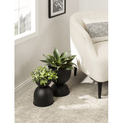 Ensemble de pots à fleurs en métal 2 pièces Lonnie