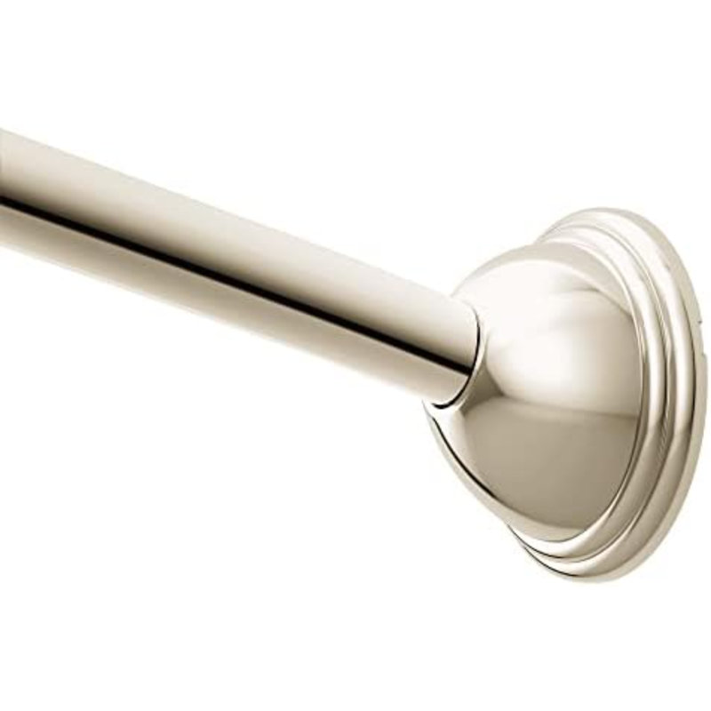 Tringle de douche incurvée à fixation fixe de 54 à 72 pouces à longueur réglable en nickel poli