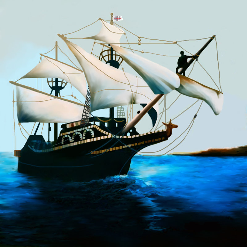 The Golden Hind by CoreyFord - Wrapped Canvas Print, 122cm H x 122cm W x 3.8cm D
