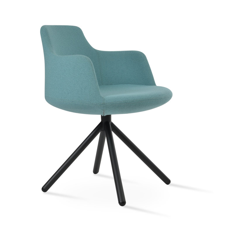 Chaise avec accoudoirs Dervish, Noir, Boucle verte