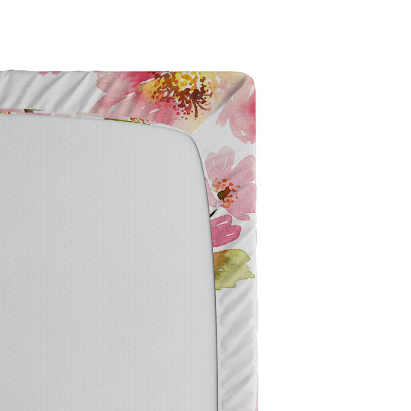 Microfiber Fitted Sheet, Twin XL Fitted Sheet, Pink/Green Floral 2