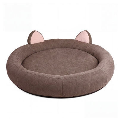 Orthopedic Round Dog Bed, XXL 9.8" Thick Memory Foam Pet Couch for Large/Giant & Senior Dogs - Supportive Foam - Cozy Bolster Rim - Brown