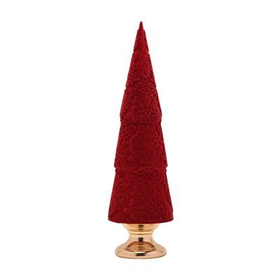 Set of 2 Flocked Resin Christmas Trees