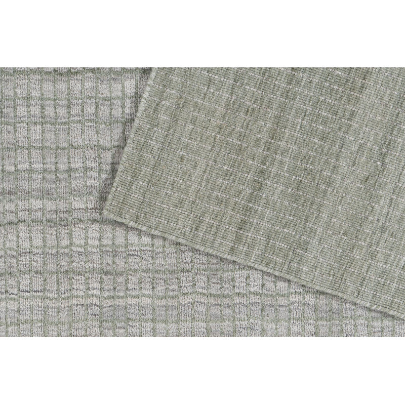 Hand Loomed Plaid Area Rug in Green