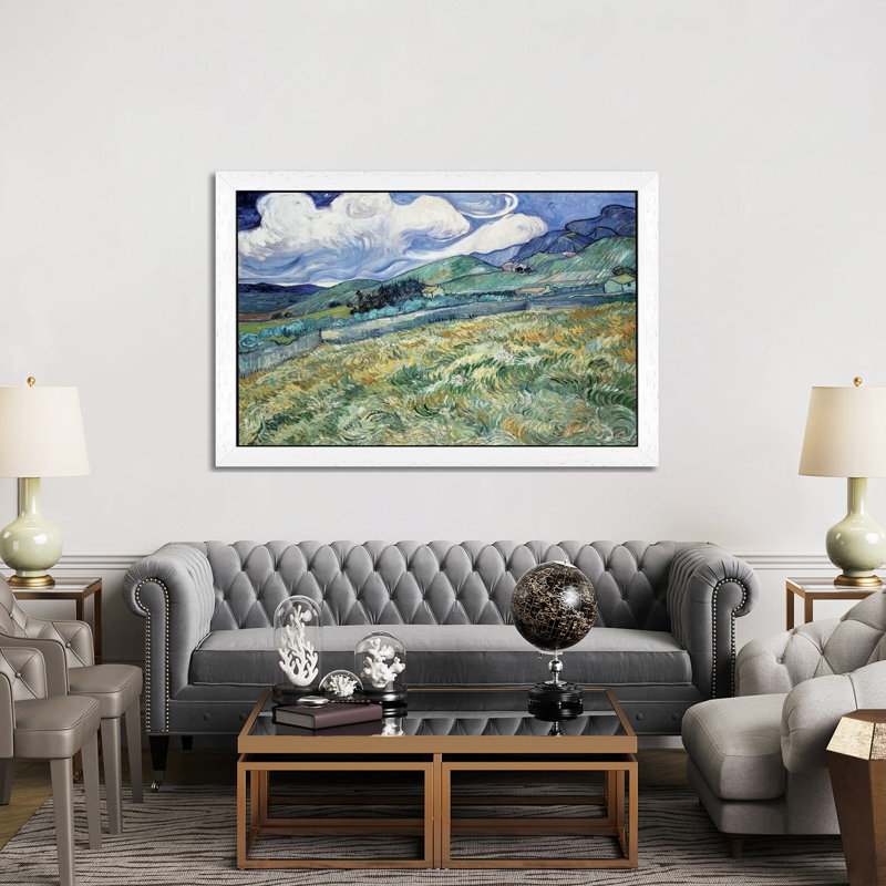 Landscape At Saint-Remy by Vincent Van Gogh - Floater Frame Painting on Canvas, White, 152.5 cm H x 101.5 cm W