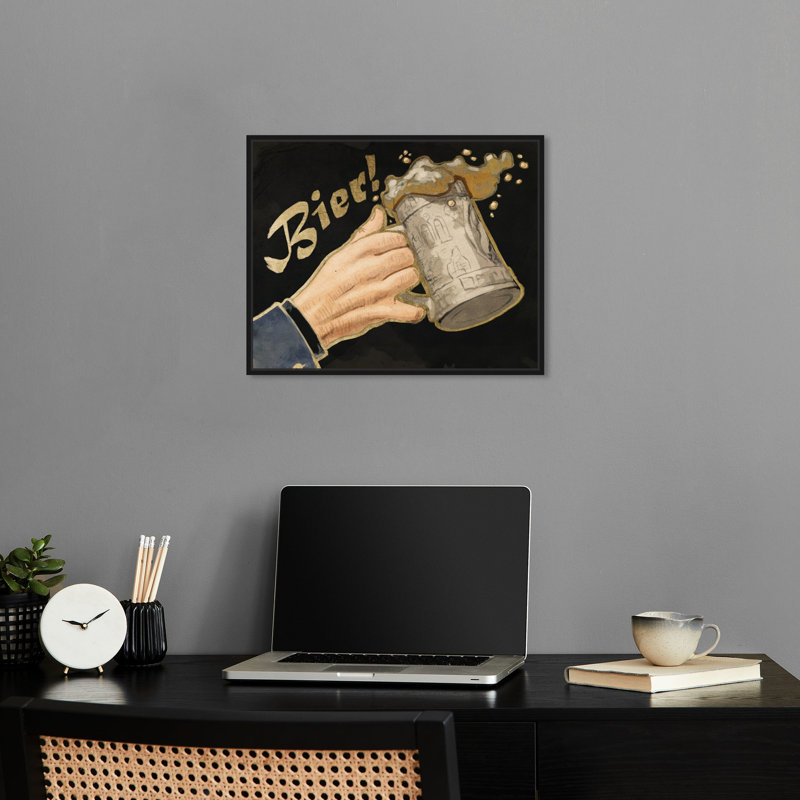 Impression de citations de motivation sur toile de bière allemande par Notoriart, Cadre noir, H 17 po x l 21 po