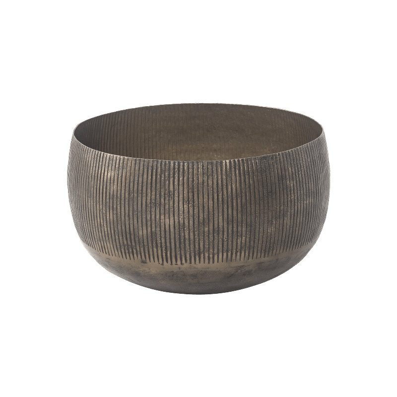 Pot à fleurs en laiton antique fait à la main avec trou de drainage, Médium