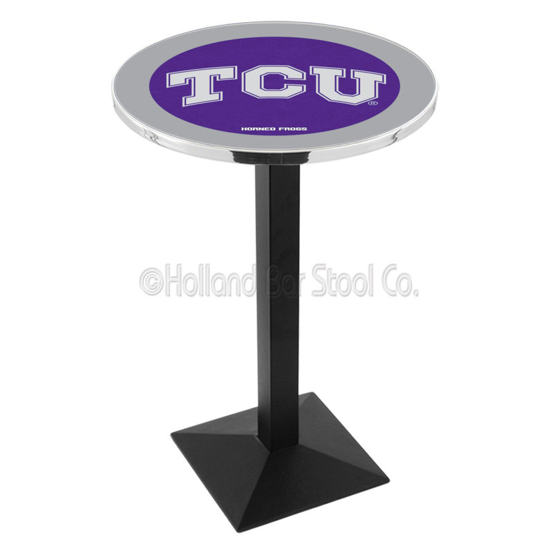 Round Metal Base Dining Table, Black Wrinkle, Texas Christian University