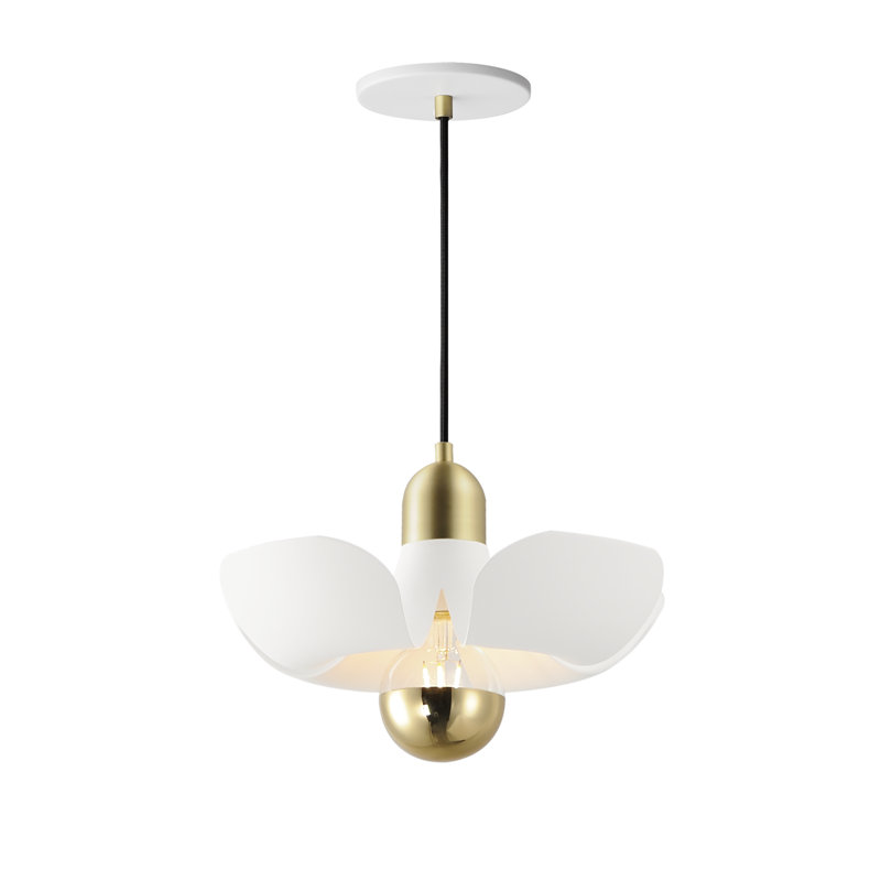 Luminaire suspendu 1 lumière Miruna, Laiton satiné / blanc