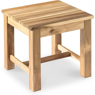 Small Wooden Step Stool Made Of Acacia Wood, Natural Style Low Stool, Fits Under Table, Ideal For Living Room, Kitchen And Bathroom.