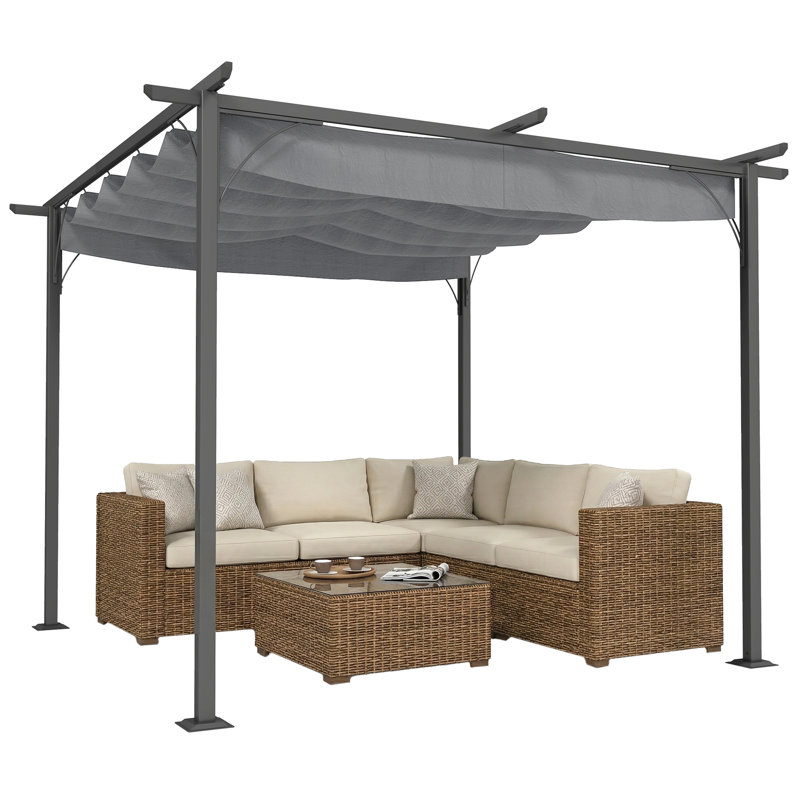 3m x 3m Metal Pergola, Grey