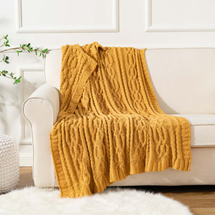  Knitted Luxury Chenille Throw, 51x67 Inch, Woven Knit Throw Blanket for Chair, Super Soft Warm Decorative Textured Throw Blanket for Bed, Sofa and Living Room