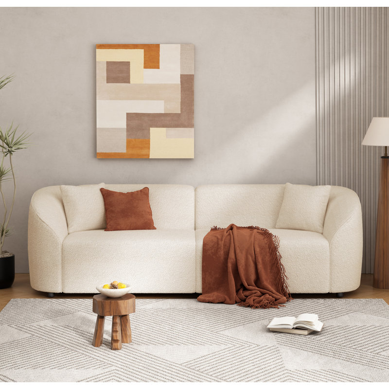 Canapé incurvé contemporain de 87 po beige: siège moelleux, conception épurée et structure durable - idéal pour les espaces de vie élégants