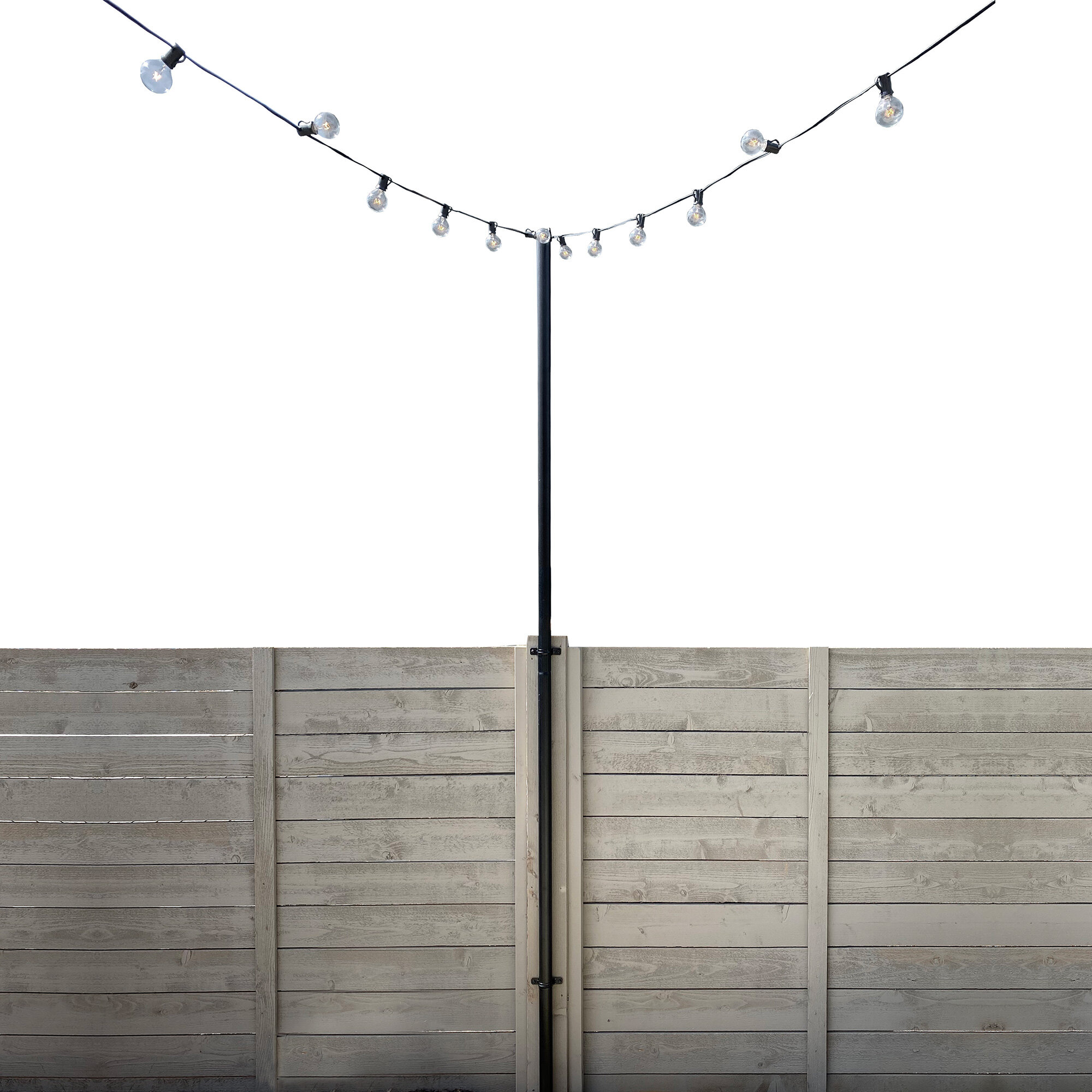Outdoor Metal Pole with Hook for Hanging String Lights Deck Rails or Fence  Post