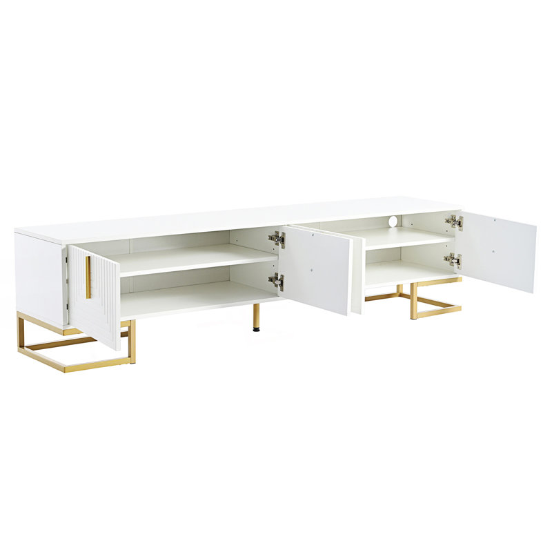 Modern Tv Stand With Metal Legs And Gold Handles, Media Console Table, Accent Cabinet