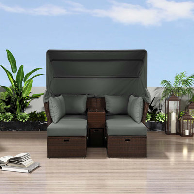 Derrel 55.5'' Wicker Outdoor Patio Daybed