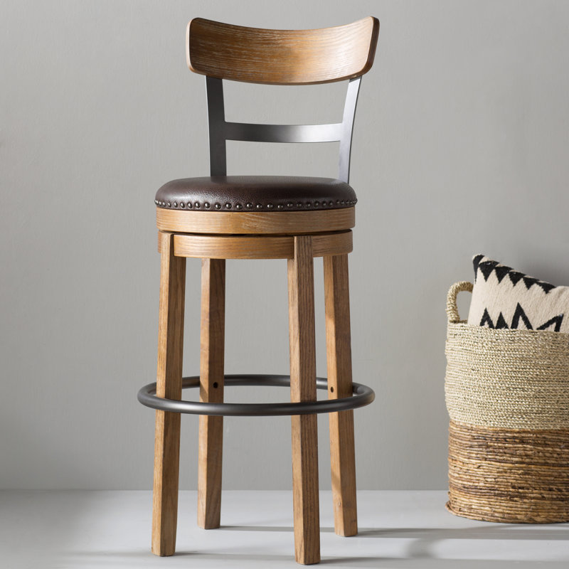 Guadlupe Swivel Upholstered Counter Stool, 42" H x 60.13" L x 30" W, Bar Stool (30.25" Seat Height)