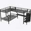 Twin Over Full L-Shaped Bunk & Loft Bed, Built-In Wardrobe And Desk With USB