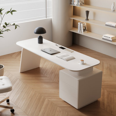 Executive Desk With Three Drawers And Built-In Outlet? by Orren Ellis
