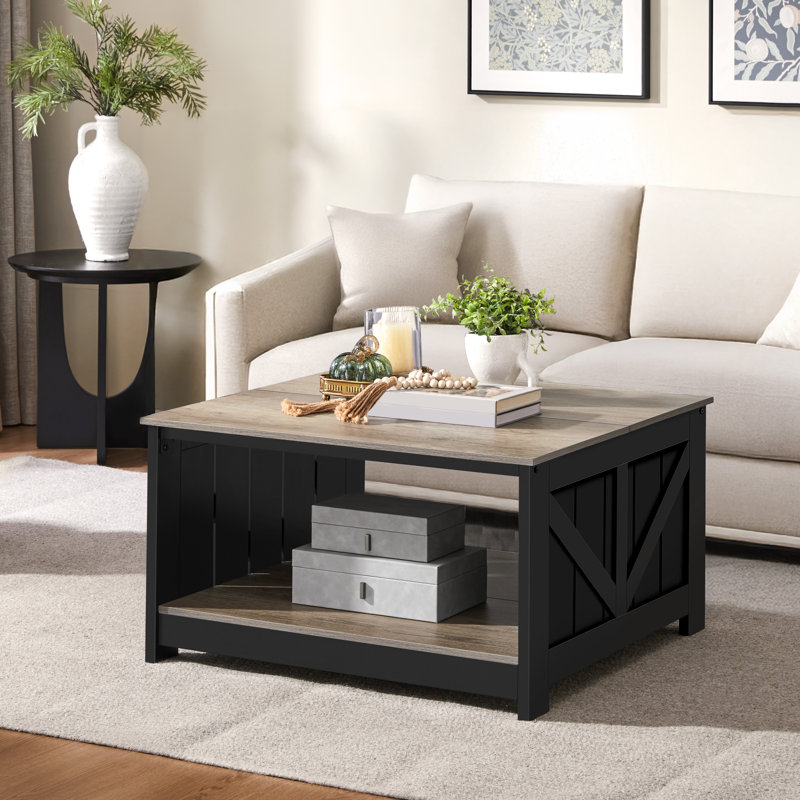 Farm House 4 Legs Coffee Table, Centre Table for Living Room with Storage