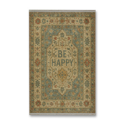 MOSSO Beige Modern Washable Woven Backing Area Rug