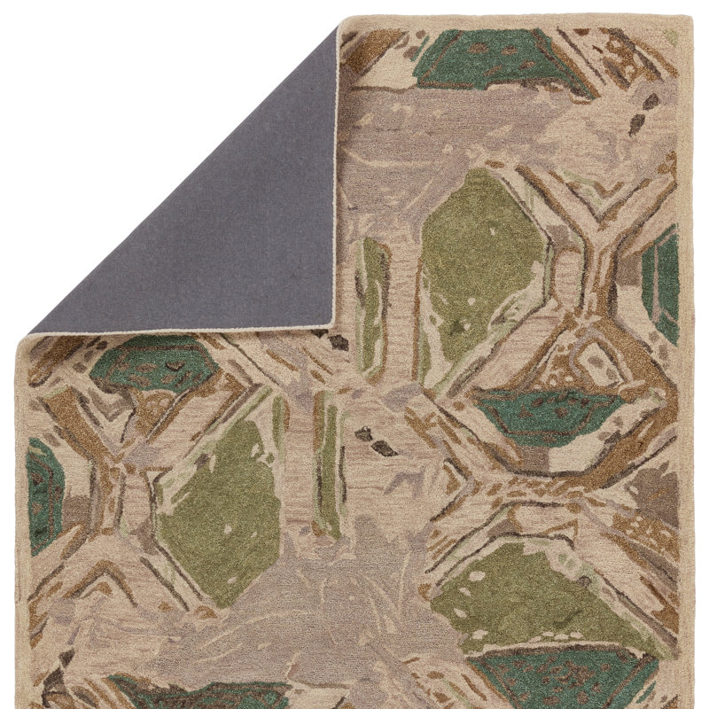 Zoe Bios By Jaipur Living Orto Botanica HNC02 Handmade Abstract Green and Taupe Area Rug (6'x9'), Rectangle 6' x 9'